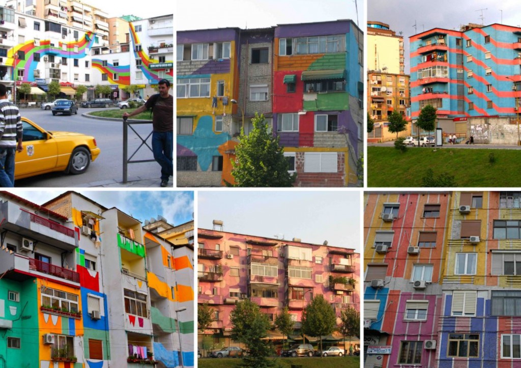 Painted Buildings in the Albanian Capital (Source: Mynewcupofcoffee.com)