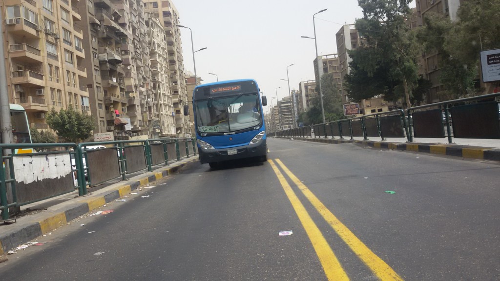 Tram tracks along al-Nahhas st. adapted into bus-only lanes. 