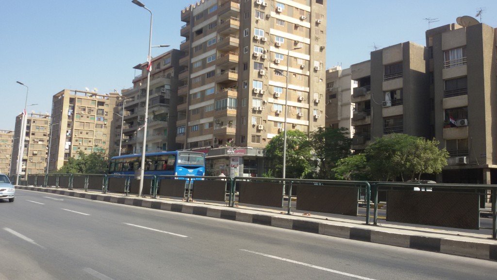 Physical barrier between bus lane and vehicular traffic along al-Nahhas st.