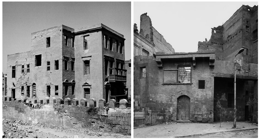 Darb Shughlān School (left) and the Ottoman House (right) pre-restoration. Source: AKTC 