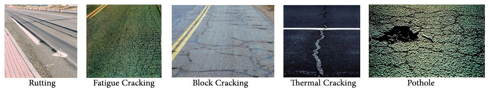 Figure 3: Common Asphalt pavement failures